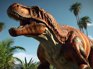 close up tyrano saurus rex or t-rex, generative ai