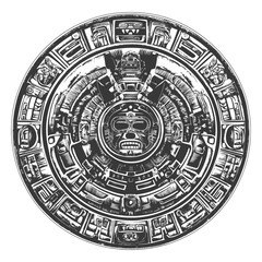 Obraz premium Mayan Calendar With A Central Face Depiction