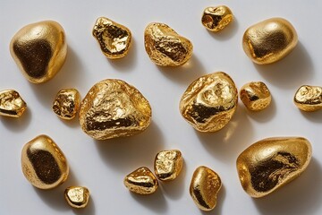 Elegant Gold Nugget Arrangement on White Backdrop