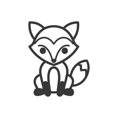 Obraz premium Simple Line Drawing Of A Sitting Fox
