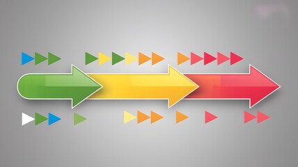 Colorful arrows point in opposite directions on a gray background