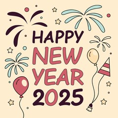 Naklejka premium Happy New Year 2025 T-Shirt Design – Festive and Stylish Graphic