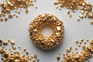 Stunning Gold Nugget Display on White Background