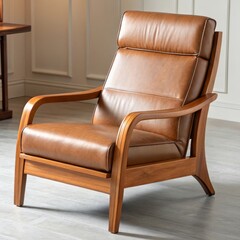 Comfortable Luxury Wooden Leather Chair