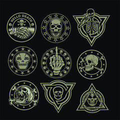 Obraz premium set, military sign with skull, grunge vintage design t shirts 