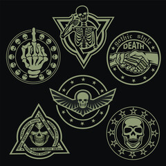 Obraz premium set, military sign with skull, grunge vintage design t shirts 