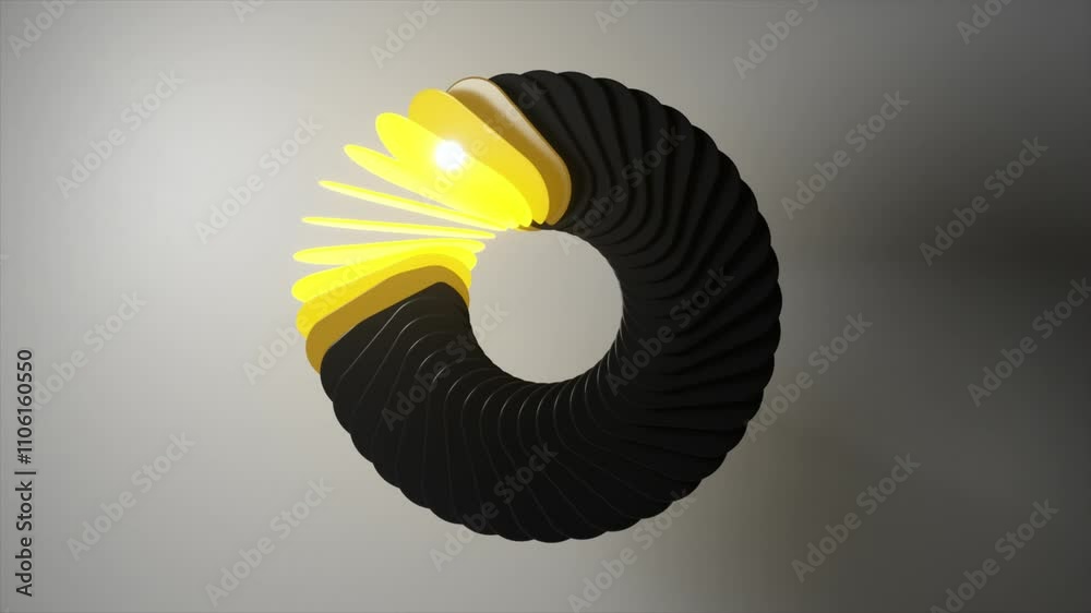 Poster black spiral shape features colorful light emitting from within. light shifts in color as the spiral