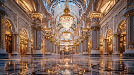 Opulent Palace Hall: Golden Grandeur