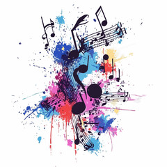 Dynamic Music Design Over Colorful Background Vector Illustration