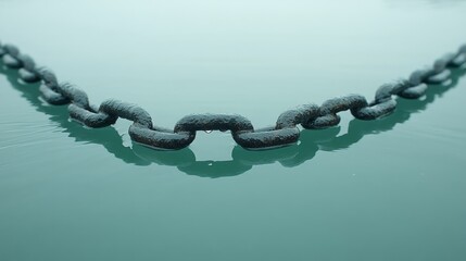 Close-up of a chain resting on calm water surface