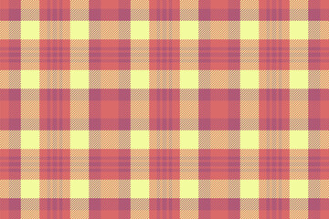 Art vector fabric texture, autumn seamless plaid textile. Trendy background pattern check tartan in red and pink colors.