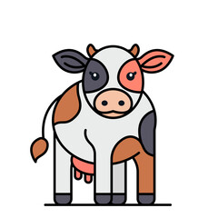 cow icon in linear style. color vector illustration isolated on white background
