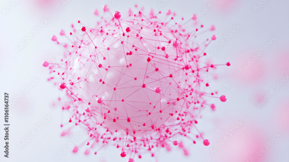 Poster Interconnected nodes forming a complex network sphere, representing global connectivity and data exchange in the digital era