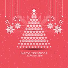 Merry Christmas festival greeting card with modern tree design