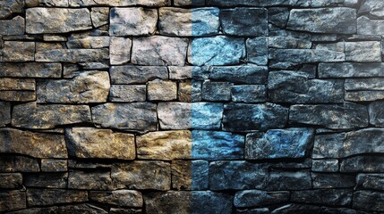 Stone wall art urban setting photography textured environment close-up view artistic contrast for visual impact