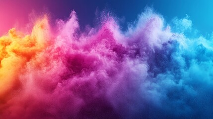 Vibrant color explosion of smoke in blue and pink hues
