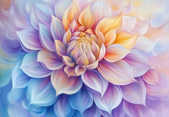 Fototapeta premium Soft Pastel Floral Artwork Featuring a Beautifully Detailed Bloom with Vibrant Colors and Subtle Shades, Perfect for Home Decor and Artistic Inspiration