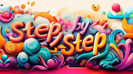 Step by step guide, playful background, do it yourself, how to guide