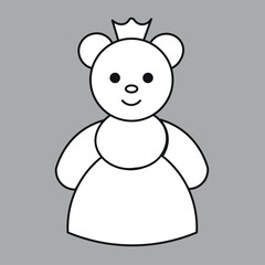 Handdrawn cute bear for coloring book Vector illustration isolated element Black and white outline image
