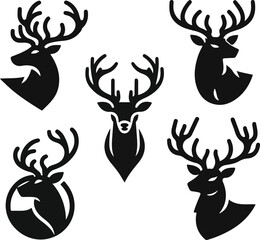 deer set vector icon white background.