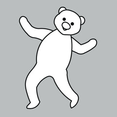 Hand drawn teddy bear danching with white beackground