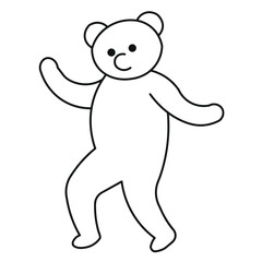 Hand drawn teddy bear danching with white beackground