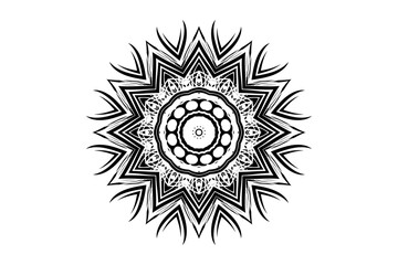 Symmetrical Mandala Artwork with Intricate Cultural and Spiritual Motifs
