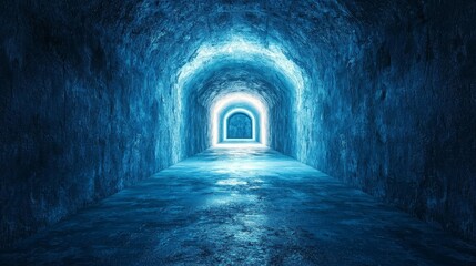 Obraz premium Illuminated tunnel journey abandoned mine digital art mysterious setting wide angle exploration concept