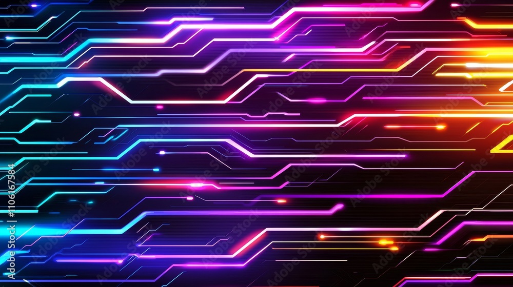 Fototapete Dynamic digital lines abstract visualization graphic design futuristic environment tech concept