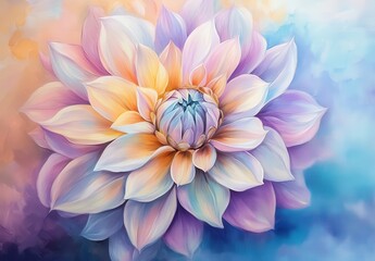 Fototapeta premium Stunning and Vibrant Abstract Flower Illustration with Soft Pastel Colors, Perfect for Wall Art, Prints, or Home Decor Inspiration