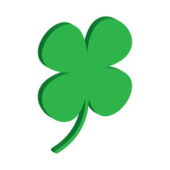 Fototapeta premium St Patrick's Day. 3d Lucky Four-leaf clover, Green Four leaf clover vector icon. Lucky and happiness concept. Shamrock - 3D green four leaf clover icon. Good luck theme design element.