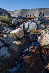 View of Qalerallit fjord and glacier in the south of Greenland