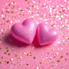 Fototapeta premium pink heart shaped confetti