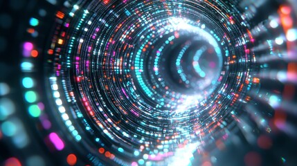 Dynamic digital tunnel exploration abstract environment futuristic design virtual space immersive experience