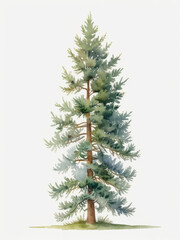 Fototapeta premium Watercolor illustration of a green spruce tree.