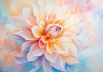 Obraz premium Vibrant Abstract Floral Art Featuring Soft Pastel Hues and Delicate Petals, Ideal for Home Decor, Yoga Studios, or Inspirational Settings