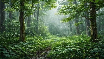 Obraz premium “Summer Rain in the Forest