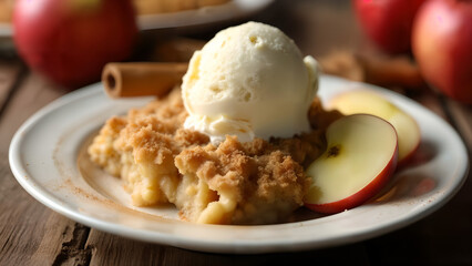Warm Apple Crumble with Ice Cream