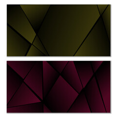 Abstract polygonal pattern. Set of two dark gradient polygonal backgrounds. Background design, cover, postcard, banner, wallpaper