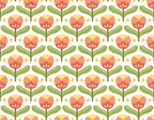 Modern cute floral art deco seamless pattern. Vector damask illustration with leaves. Decorative botanical background.