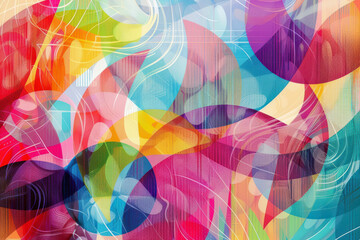Mythical colorful digital abstract bright curves with geometric shapes for creative exhibitions, templates, banners.