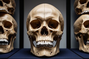 Obraz premium Authentic Human Skull Display Fascinating Artistic Representation