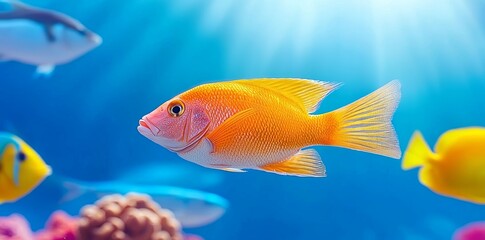 Naklejka premium A simple depiction of Pempheris fish swimming together in tropical waters.