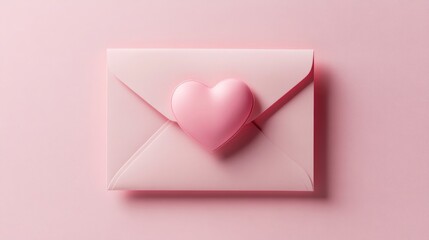 Pink Envelope with Heart: Romantic Message and Love-Themed Stock Photo for Valentine's Day