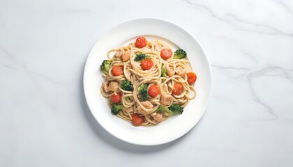 Italian-style pasta with fresh ingredients and rich sauce.