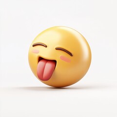 Fototapeta premium Tired Emoji. Sleepy and Exhausted Emoticon with Sad Face and Perspiring Tongue