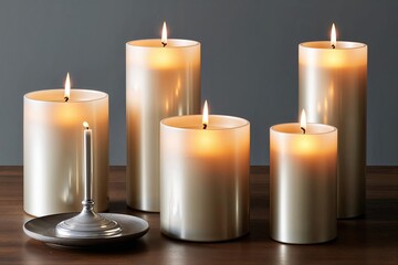 Elegant Pillar Candle Set Emitting Gentle Light and Tranquility