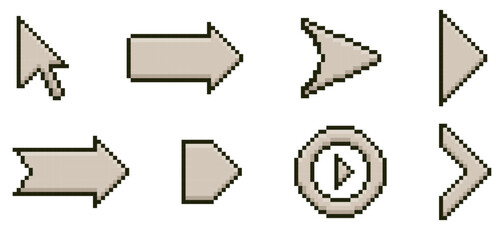 Pixel Art Arrow icon set, arrows style pixel art set.