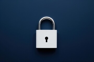 Fototapeta premium Electronic Padlock on Deep Indigo Background for Secure Data Systems and Identity Theft Risk Management