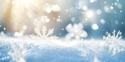 Snowfall in winter forest.Beautiful landscape with snow covered fir trees and snowdrifts.Merry Christmas and happy New Year greeting background with copy-space.Winter fairytale, Generative Ai
